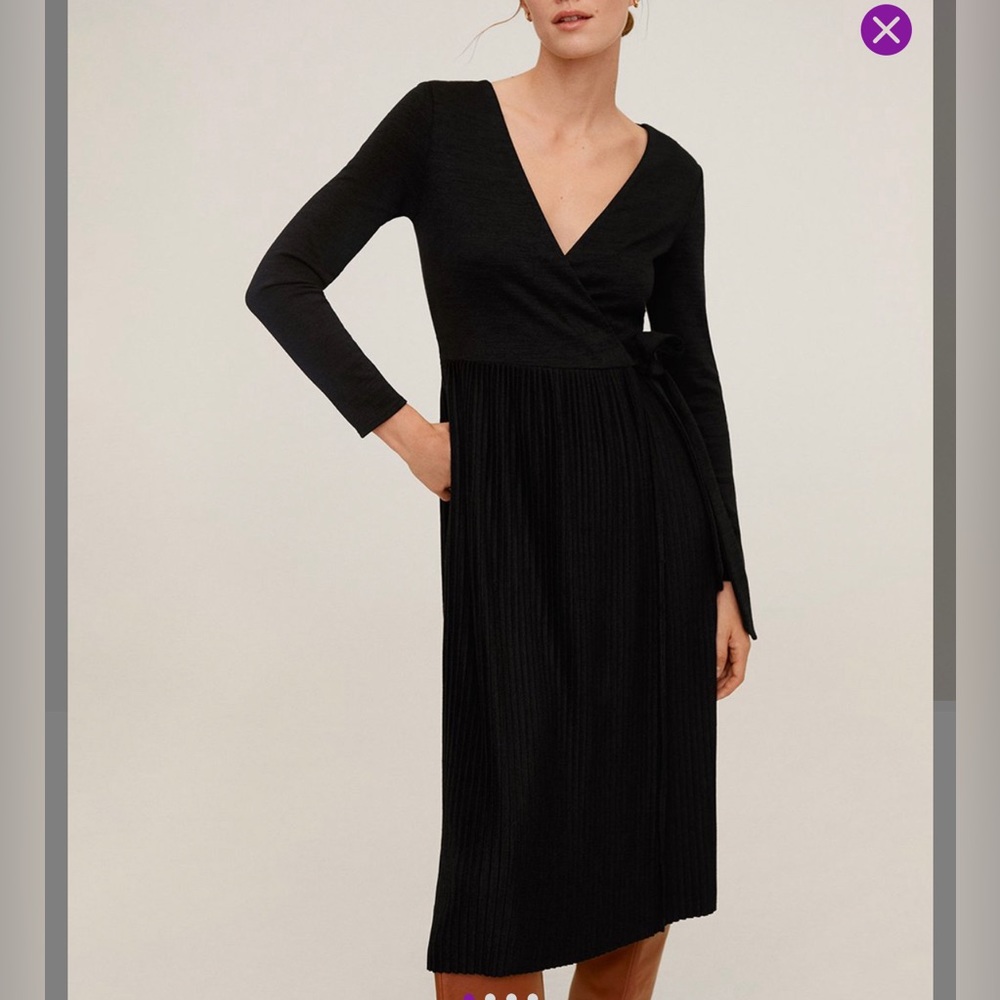 Mango black wrap dress